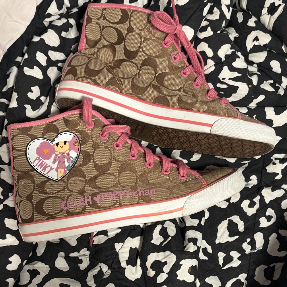 Woman Pink and Brown High-Top Sneakers